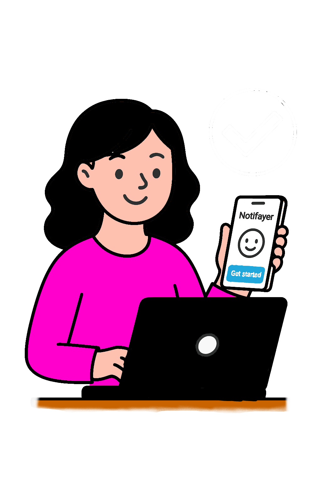 Woman using Notifayer app on phone